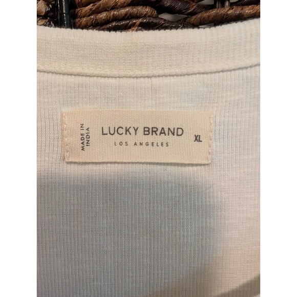 Lucky Brand Embroidered Henley Tee Shirt Womens XL Elena Gilbert Vampire Diaries - Picture 5 of 7